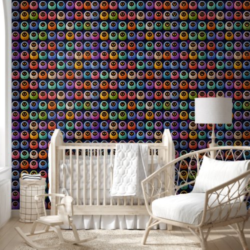 Eyeball pattern, colorful quirky wallpaper and fa