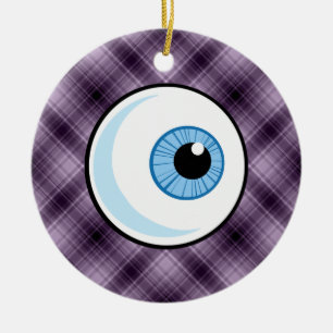 Eyeball; Purple Ceramic Ornament