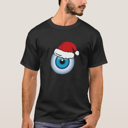 Eyeball Santa Hat Christmas Design T_Shirt