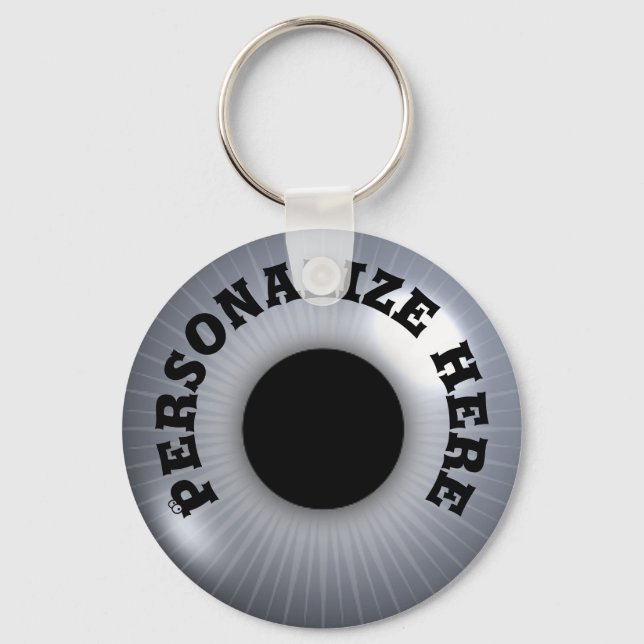 Eyeball silver gray black whimsical keychain (Front)
