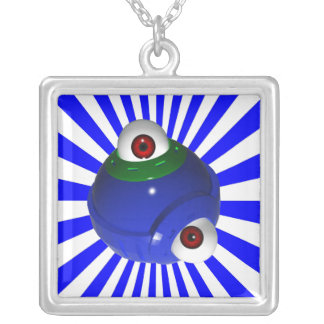 eyeball silver plated necklace