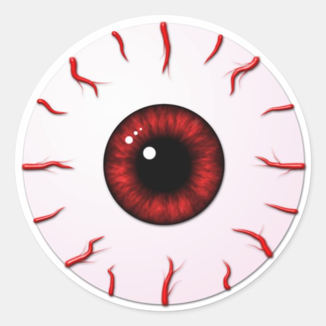 Eyeball with Red Iris and Red Veins Classic Round Sticker (Front)