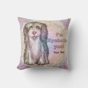 Eyeballing You Sheepdog Throw Pillow