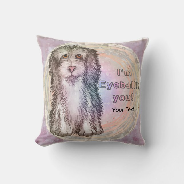 Eyeballing You Sheepdog Throw Pillow (Front)