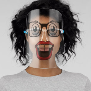 eyeballs and glasses and mouth face shield