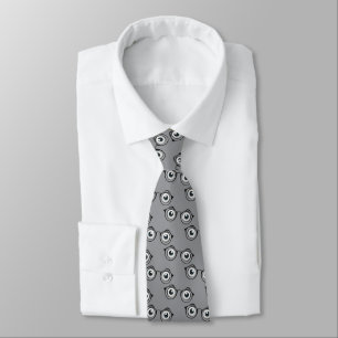 Eyeballs and Glasses On Gray Neck Tie