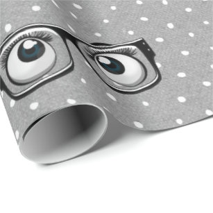 Eyeballs and Glasses on Polka Dots Wrapping Paper
