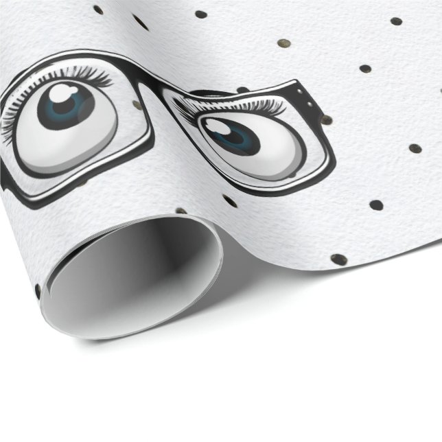 Eyeballs and Glasses on Polka Dots Wrapping Paper (Roll Corner)
