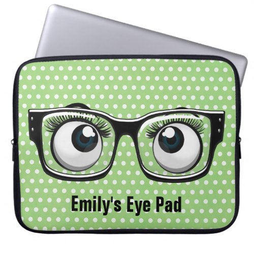 Eyeballs with Eyeglasses On Polka Dots  Laptop Sleeve