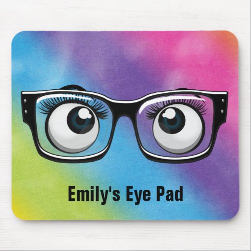 Eyeballs with Eyeglasses On Rainbow Mouse Pad