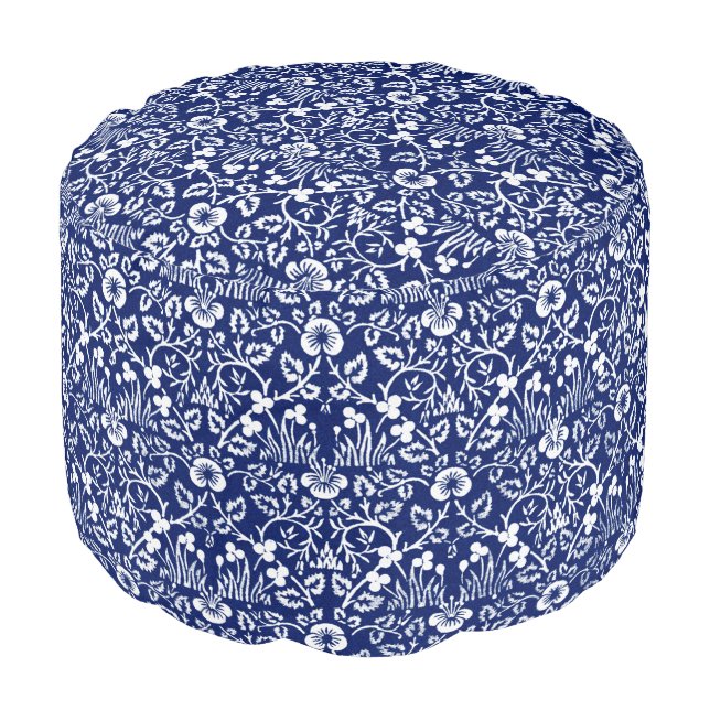Eyebright Pattern, William Morris Pouf (Angled Front)