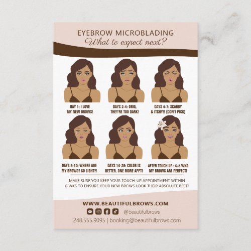 Eyebrow Aftercare  Appointment Reminder Enclosure