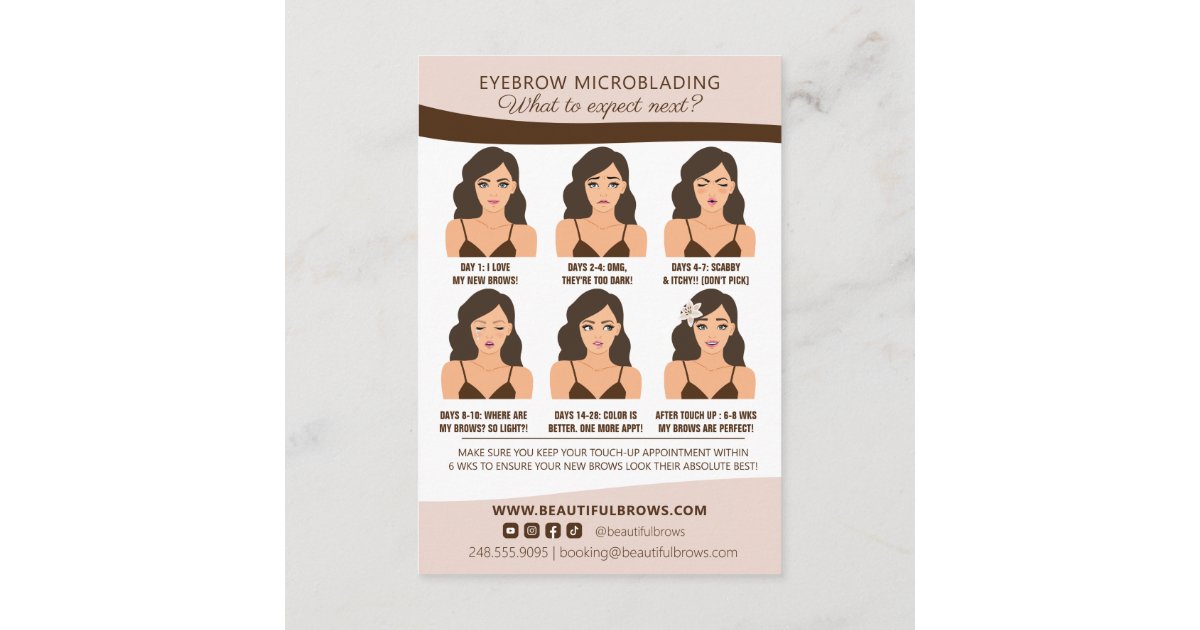 Eyebrow Aftercare & Appointment Reminder Enclosure Card | Zazzle
