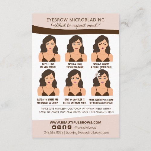 Eyebrow Aftercare  Appointment Reminder Enclosure Card