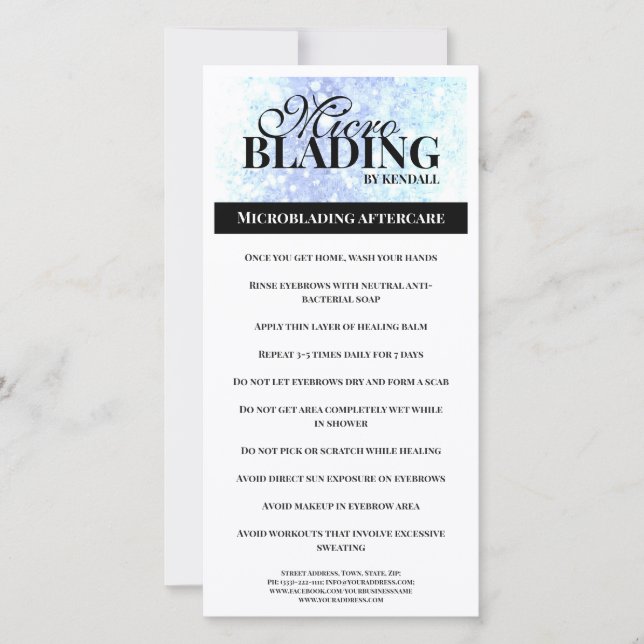 Eyebrow Aftercare Simple Black White Instruction Thank You Card (Front)