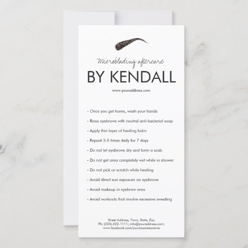Eyebrow Aftercare Simple White Instruction Thank You Card
