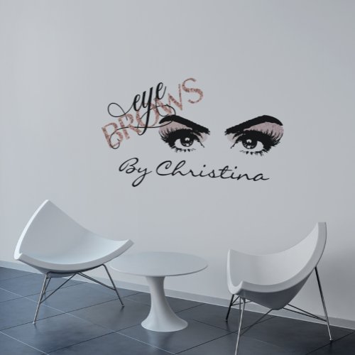 Eyebrow Handwritten Rose Gold Threading Waxing  Wall Decal