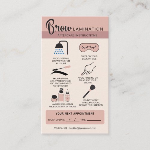 Eyebrow Lamination Aftercare Instructions Business Business Card