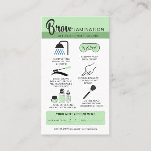 Eyebrow Lamination Aftercare Instructions Business Card