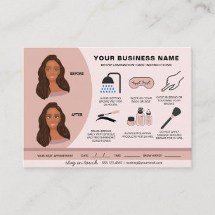 Eyebrow Lamination Aftercare Instructions Business Card