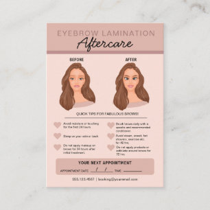 Eyebrow Lamination Aftercare Instructions Business Card
