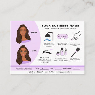 Eyebrow Lamination Aftercare Instructions Business Card