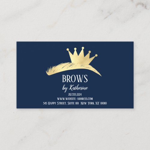 Eyebrow Micorblading Aftercare Gold navy Business Card