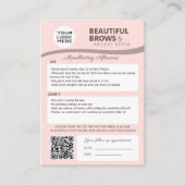 Eyebrow Microblading Aftercare & Appointment Business Card (Front)