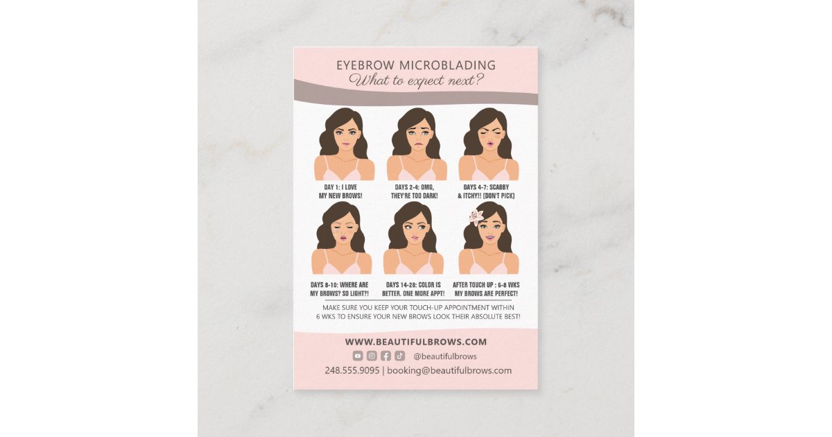 Eyebrow Microblading Aftercare & Appointment Business Card | Zazzle