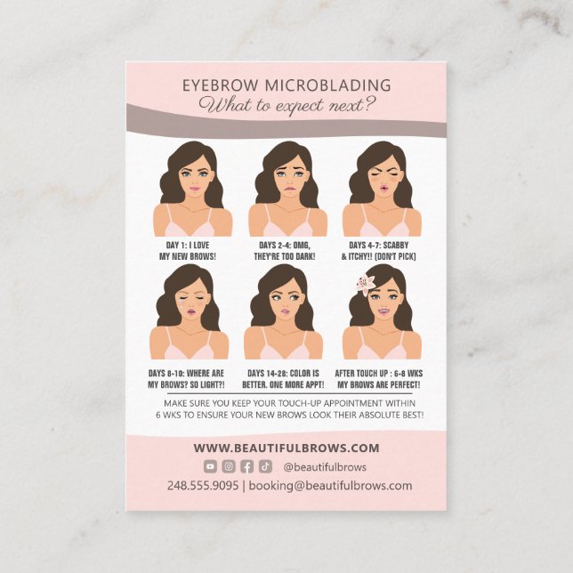 Eyebrow Microblading Aftercare & Appointment Business Card (Back)