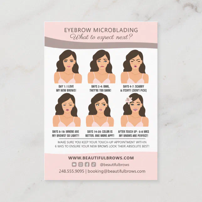 Eyebrow Microblading Aftercare & Appointment Business Card | Zazzle