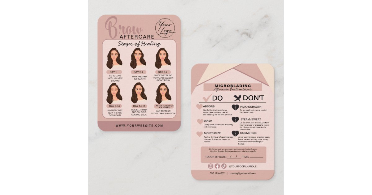 Eyebrow Microblading Aftercare Instructions Busin Business Card | Zazzle