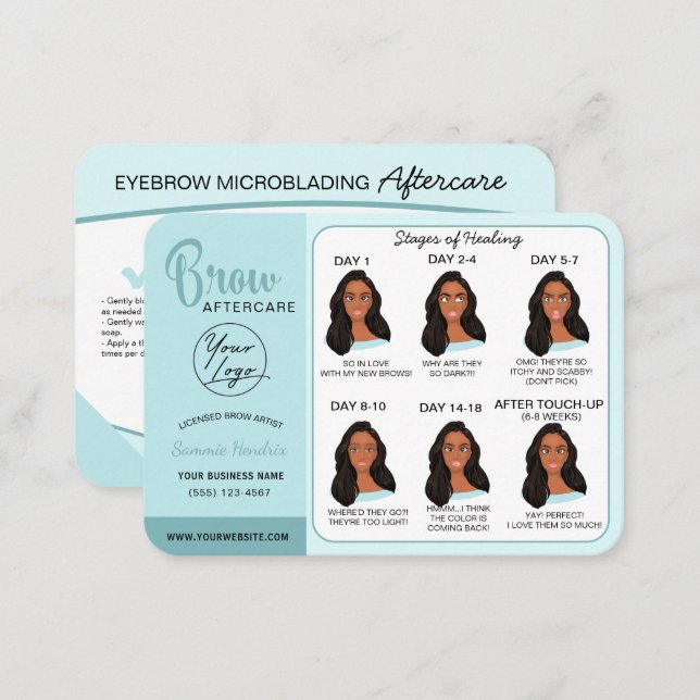 Eyebrow Microblading Aftercare Instructions Busine Business Card (Front/Back)