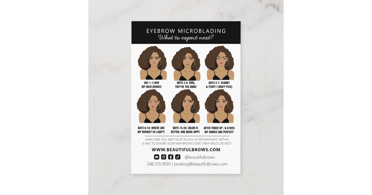 Eyebrow Microblading Aftercare Instructions Busine Business Card | Zazzle