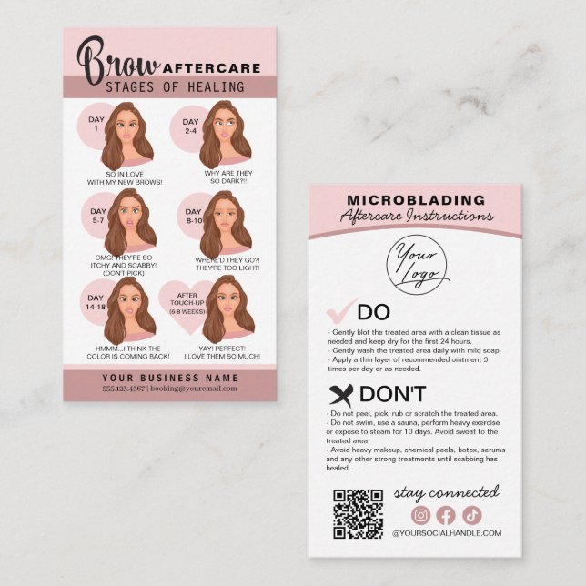 Eyebrow Microblading Aftercare Instructions Busine Business Card (Front/Back)