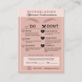 Eyebrow Microblading Aftercare Instructions Busine Business Card (Back)