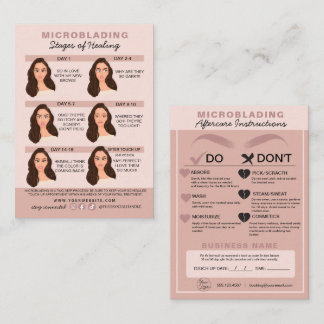 Eyebrow Microblading Aftercare Instructions Busine Business Card