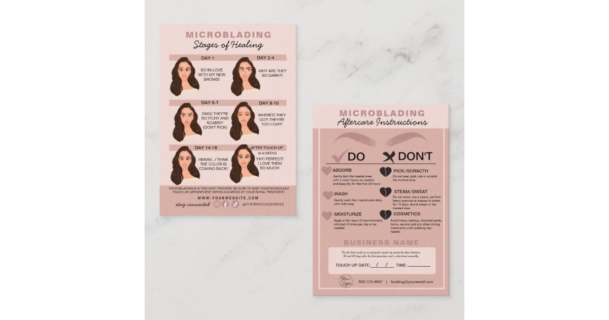 Eyebrow Microblading Aftercare Instructions Busine Business Card | Zazzle