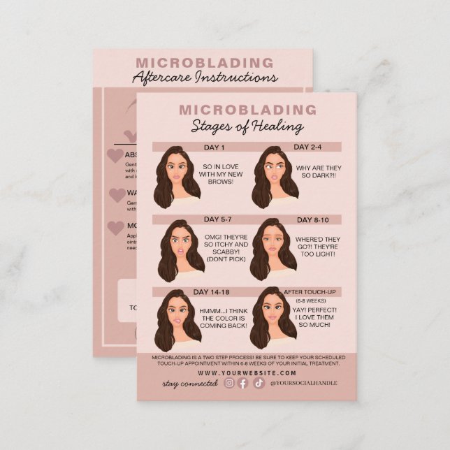 Eyebrow Microblading Aftercare Instructions Busine Business Card (Front/Back)