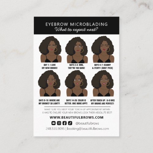 Eyebrow Microblading Aftercare Instructions Business Card