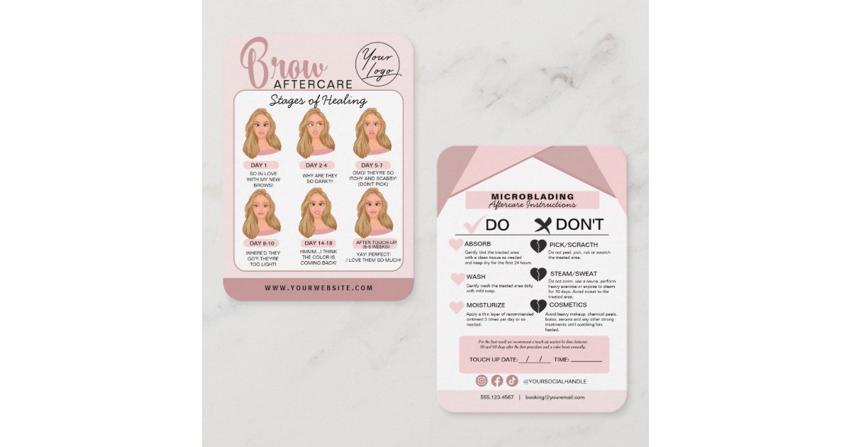 Eyebrow Microblading Aftercare Instructions Business Card | Zazzle