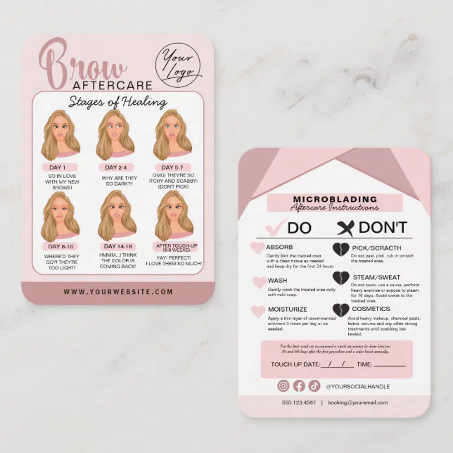 Eyebrow Microblading Aftercare Instructions Business Card | Zazzle