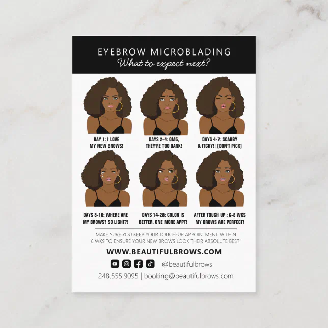 Eyebrow Microblading Aftercare Instructions Business Card | Zazzle