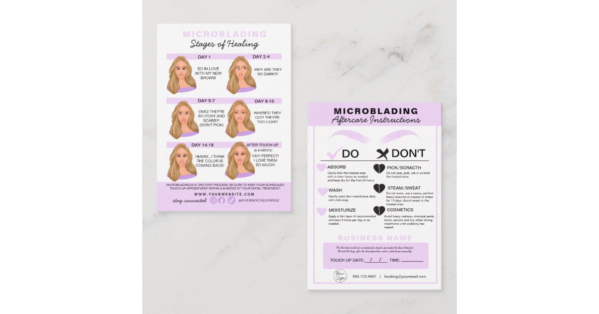 Eyebrow Microblading Aftercare Instructions Business Card | Zazzle