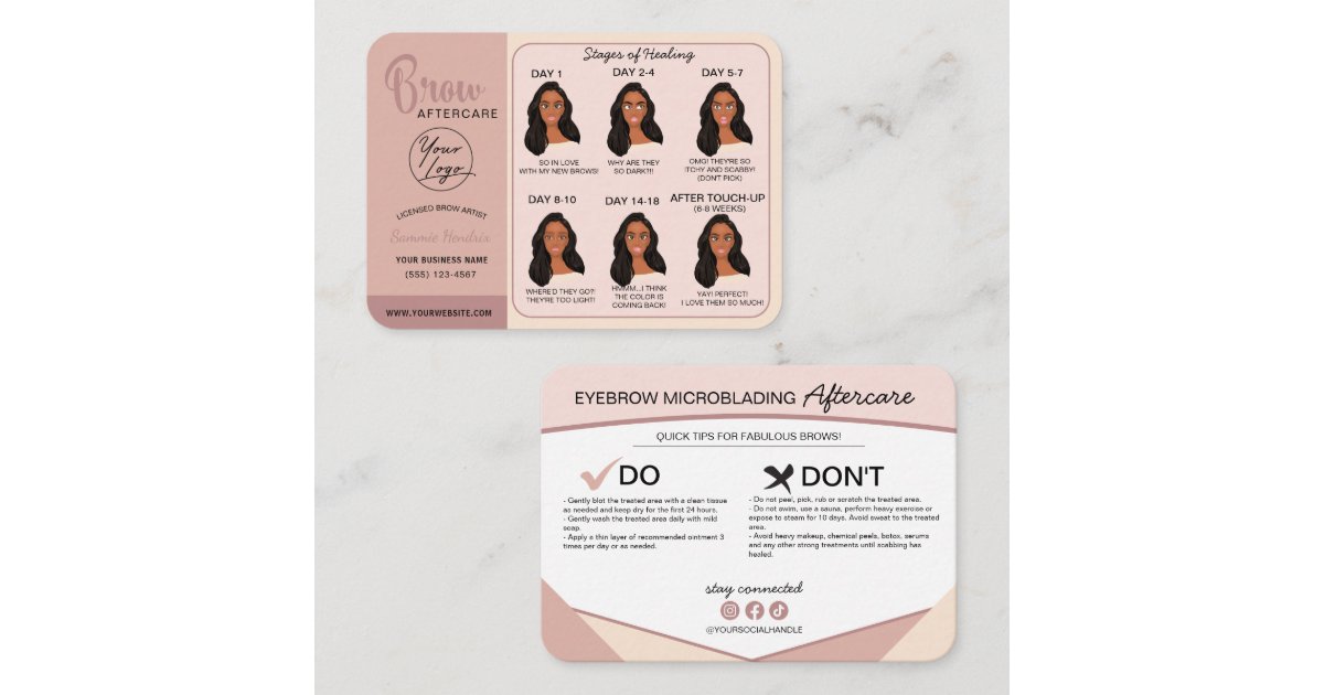 Eyebrow Microblading Aftercare Instructions Business Card | Zazzle