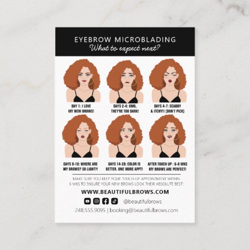 Eyebrow Microblading Aftercare Instructions Ginger Business Card