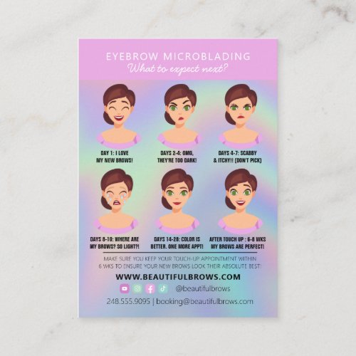Eyebrow Microblading Aftercare Instructions Pastel Business Card