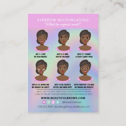 Eyebrow Microblading Aftercare Instructions Pastel Business Card