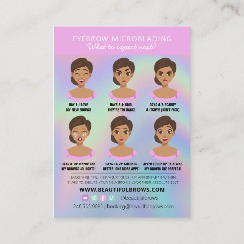 Eyebrow Microblading Aftercare Instructions Pastel Business Card