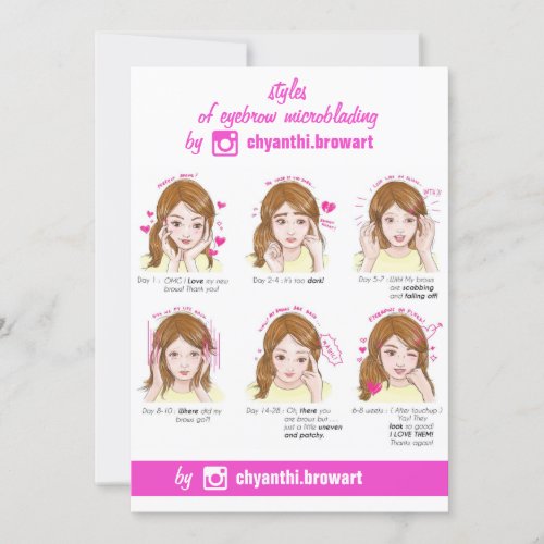 Eyebrow Microblading Aftercare Instructions Pink Invitation